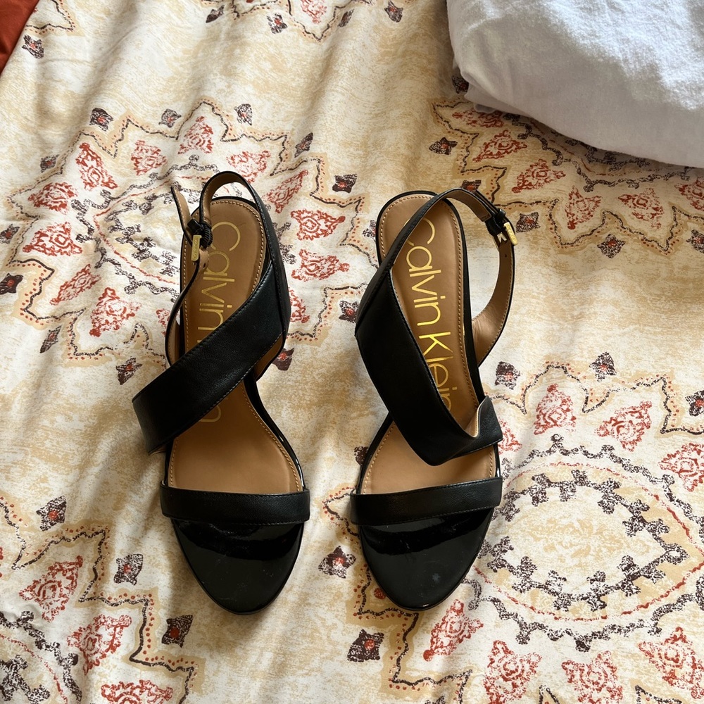 Calvin Klein black heeled sandles